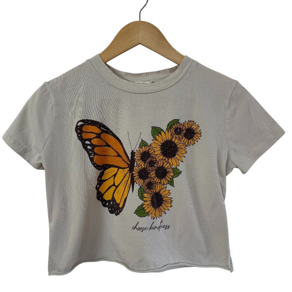 Altar'd‎ State Choose Kindness Butterfly Sunflower Crop Tee Size XS